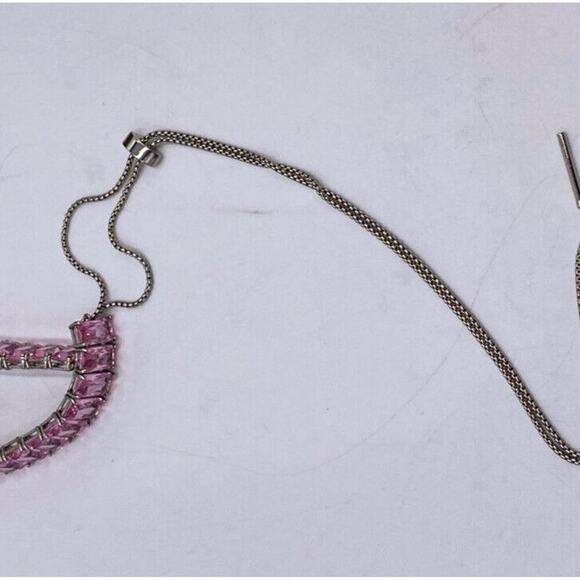 KVK Designer Blossom Collection Pink Purple Chrystal Choker Silver Bolo Closure - Picture 11 of 11